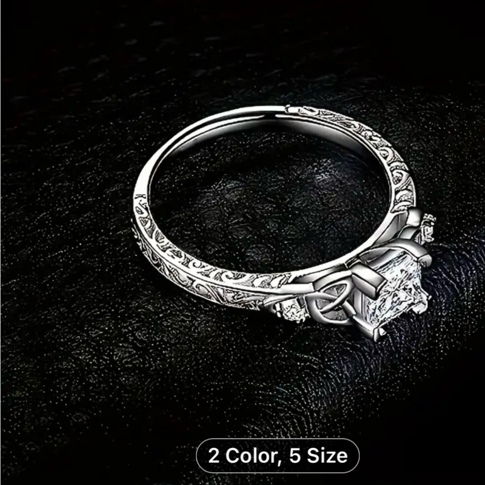 NWT - Celtic Knot Promise Ring with Zirconia Inlay - Sliver Plated - Picture 3 of 8